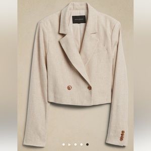 Banana Republic Factory LINEN-COTTON CROPPED BLAZER